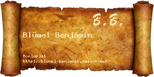 Blümel Benjámin névjegykártya